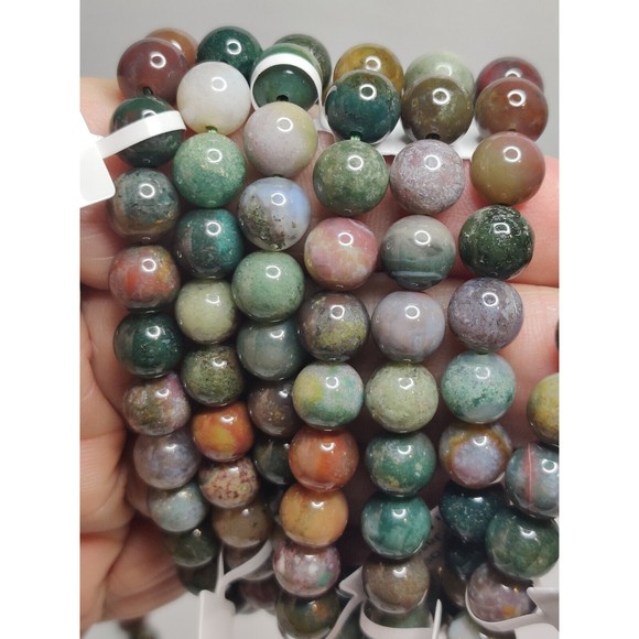 FANCY JASPER STRETCHY ROUND 8mm BRACELET NATURAL STONE w/ FREE FELT POUCH-B810 - Picture 10 of 14